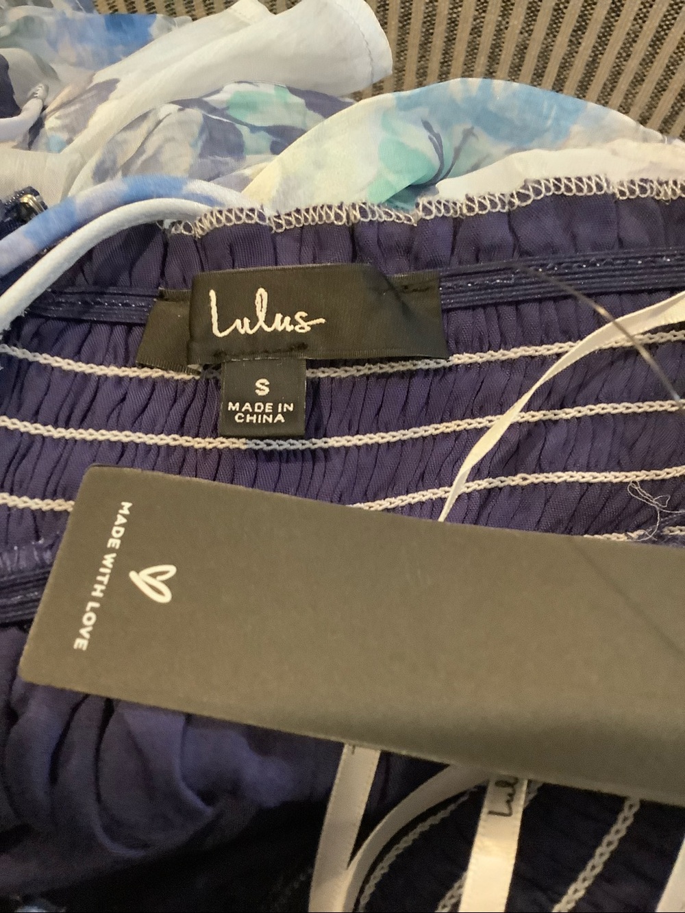 NWT LULU’S Gray/Blue Floral Strappy Tie Back Summer Wedding Guest Mini Dress S - Picture 10 of 14